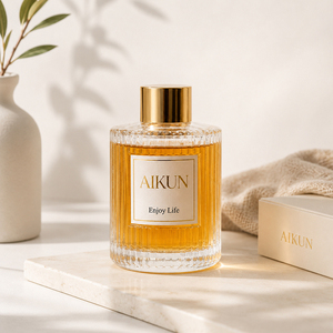 Aikun Luxury 150 Ml Ribbed Glass Bottle <b>Reed</b> <b>Diffuser</b> Set With Gold Cap Rattan Sticks Gift Box <b>For</b> Hotel Home Fragrance Supply - Product Image 2