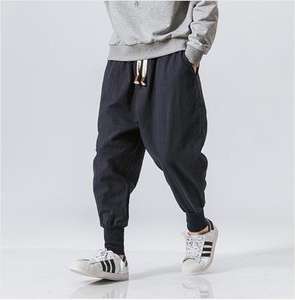 Pantalones informales Chinoiserie de cáñamo de algodón para hombre, ropa de calle informal con bandas sueltas grandes japonesas, novedad de 2000 - Product Image 1