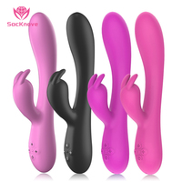 SacKnove Vibrateur Lapin Intelligent à Chauffage Automatique Rechargeable par USB 16 Vitesses en Silicone pour Clitoris et Point G Jouets Sexuels