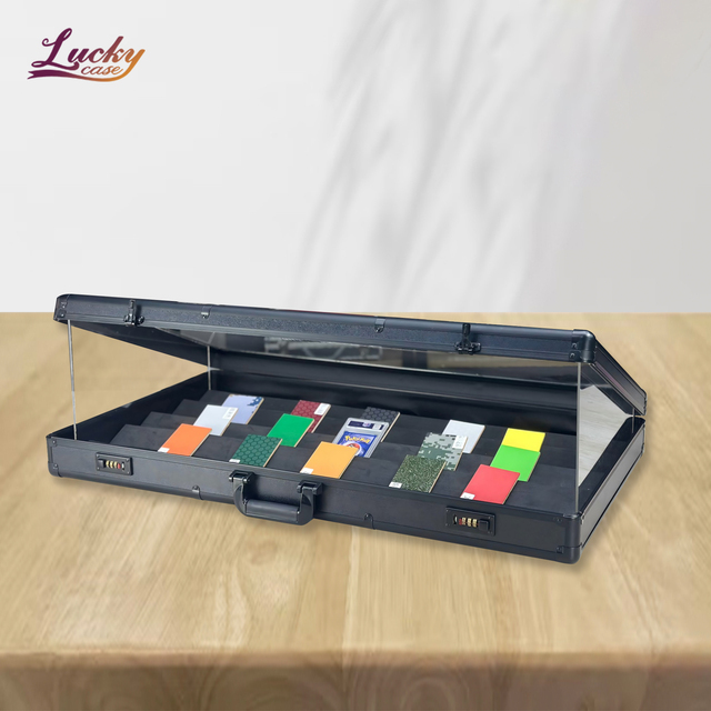 Aluminium Acrylic Durable Shockproof Customizable Portable Display Case Coded Lock for Sports Card Jewelry Stamp Display OEM