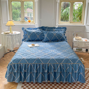 Juego de faldón de cama acolchado de poliéster con encaje nórdico, versión coreana, cubrecama acolchado antipolvo, venta al por mayor - Product Image 6