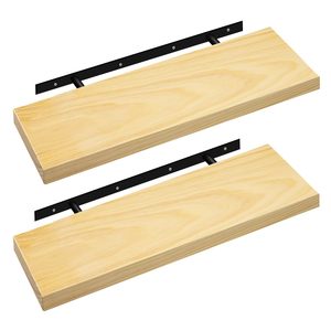 Étagères murales flottantes ESituro à double niveau en pin massif 60 cm pour salon, <span class=keywords><strong>cuisine</strong></span>, chambre à coucher, <span class=keywords><strong>fixation</strong></span> invisible moderne - Product Image 3