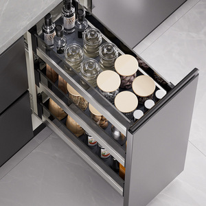 Mini panier à épices coulissant en verre pour armoire étroite, trois niveaux, en alliage d'aluminium, facile à nettoyer, organisateur de rangement de cuisine - Product Image 2