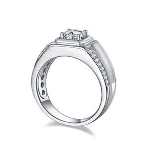 แหวนผู้ชาย S925เครื่องประดับเงินสเตอร์ลิง1กะรัต D VVS Moissanite แหวนทองคำขาวชุบเครื่องประดับแหวนแต่งงานสำหรับผู้ชาย - Product Image 3