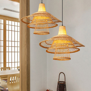 Japanese Style Bamboo Woven Pendant <b>Light</b> 54cm Diameter Led Chandelier For Living Room <b>Dining</b> Room Bedroom - Product Image 1