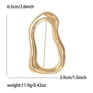 Ins Hot Selling Gold Plated Smooth Irregular Hoop <b>Brooch</b> Dual-Use <b>Pin</b> Alloy European American Style Wedding Fashion Jewelry for - Product Image 2