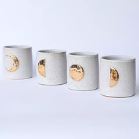Tasse à café à thé mouchetée mate nordique sans poignée nouveauté en céramique tasses de lune mignonnes décor doré