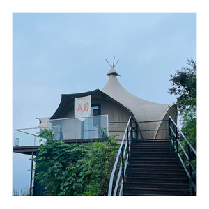 Tente de <span class=keywords><strong>camping</strong></span> de luxe tout-terrain professionnelle avec cadre en acier, tissu en toile PVC, utilisation quatre saisons, simple pour <span class=keywords><strong>les</strong></span> stations balnéaires tropicales - Product Image 1