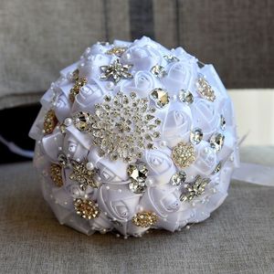 Nouveauté : Bouquet réaliste pour mariage et remise de diplôme, roses en soie avec perles de cristal, fleurs artificielles pour mariée et demoiselles d'honneur - Product Image 3
