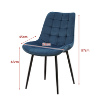Nouvelle Chaise Moderne Rembourrée en Velours et Métal Noir, Chaise d'Appoint ou de Salle à Manger pour Salon, Hôtel ou Maison