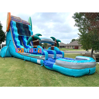 Toboggan aquatique gonflable palmier le plus populaire pour enfants avec piscine, pas cher en promotion