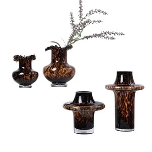 Ensemble de vases à fleurs en verre cristal de couleur ambre moderne Vase à fleurs hydroponique de luxe de bureau - Product Image 5