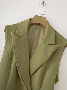 SHENZHU ZA Nouvelle Collection Automne 2025 <span class=keywords><strong>Gilet</strong></span> de Costume Sans Manches <span class=keywords><strong>Mi</strong></span>-longue Ajusté à Taille Creuse et Un Bouton pour <span class=keywords><strong>Femme</strong></span> 29572 - Product Image 4