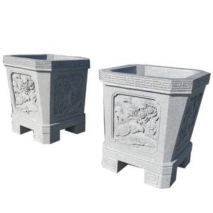 Pot de fleur en pierre antique sculpté à la main jardinière en pierre <span class=keywords><strong>aquarium</strong></span> Pots d'eau ronds gravure antique pour jardin cour paysage - Product Image 1