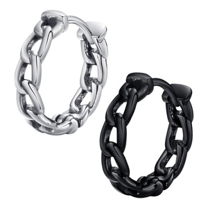 Pendientes de Aro Minimalistas Personalizados de Acero Inoxidable 316L para Hombre, Casuales/Deportivos, Negros/Plateados, Resistentes al Deslustre - Product Image 1