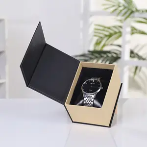 Kotak kemasan magnet cetak logo kustom dan kotak hadiah kotak kertas untuk kemasan jam tangan
