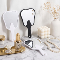 Miroir de maquillage de voyage en plastique, miroir de poche en forme de dent, miroir compact portable avec personnalisation