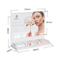 Support de Cosmétiques en Acrylique en Gros avec Panneau Graphique Imprimé et Blocs Acryliques Détachables, Unité d'Exposition Moderne pour Soins de la Peau