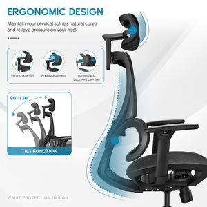 Silla ergonómica de malla con respaldo alto y marco gris nuevo para oficina con diseño moderno para oficina en casa Cadeira Escritorio - Product Image 3