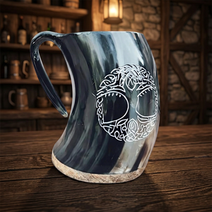 Ox Buffalo Horn Handmade Waterproof Beer <b>Mug</b> Custom Logo Print Natural Shape Modern Antique Design Events Weddings Holidays - Product Image 1