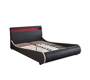 Gebogene form weiß schwarz farbe schlafzimmer faux leder bett