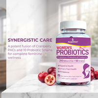 Gummies véganes probiotiques pour femmes OEM ODM, complexe prébiotique à la canneberge, équilibre du pH digestif et urinaire, complément bien-être féminin