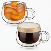Mug Kopi Espresso Kaca Borosilikat Ukuran Kecil Langsung dari Pabrik 4oz 120ml Cangkir Teh Kaca Dinding Ganda Terisolasi Mug Kopi