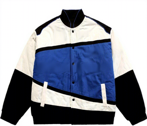 Veste universitaire unisexe bleue, couleur unie, fermeture éclair, coupe-vent, vêtement d'hiver décontracté, en cuir, étiquette personnalisée, vente en gros - Product Image 1