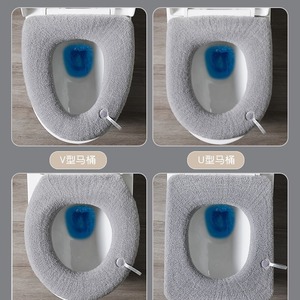 Thickened Toilet Seat Cover Nordic Gray Beige Green Fiber All Season Plush Cushion Warm Household Mat - Product Image 3
