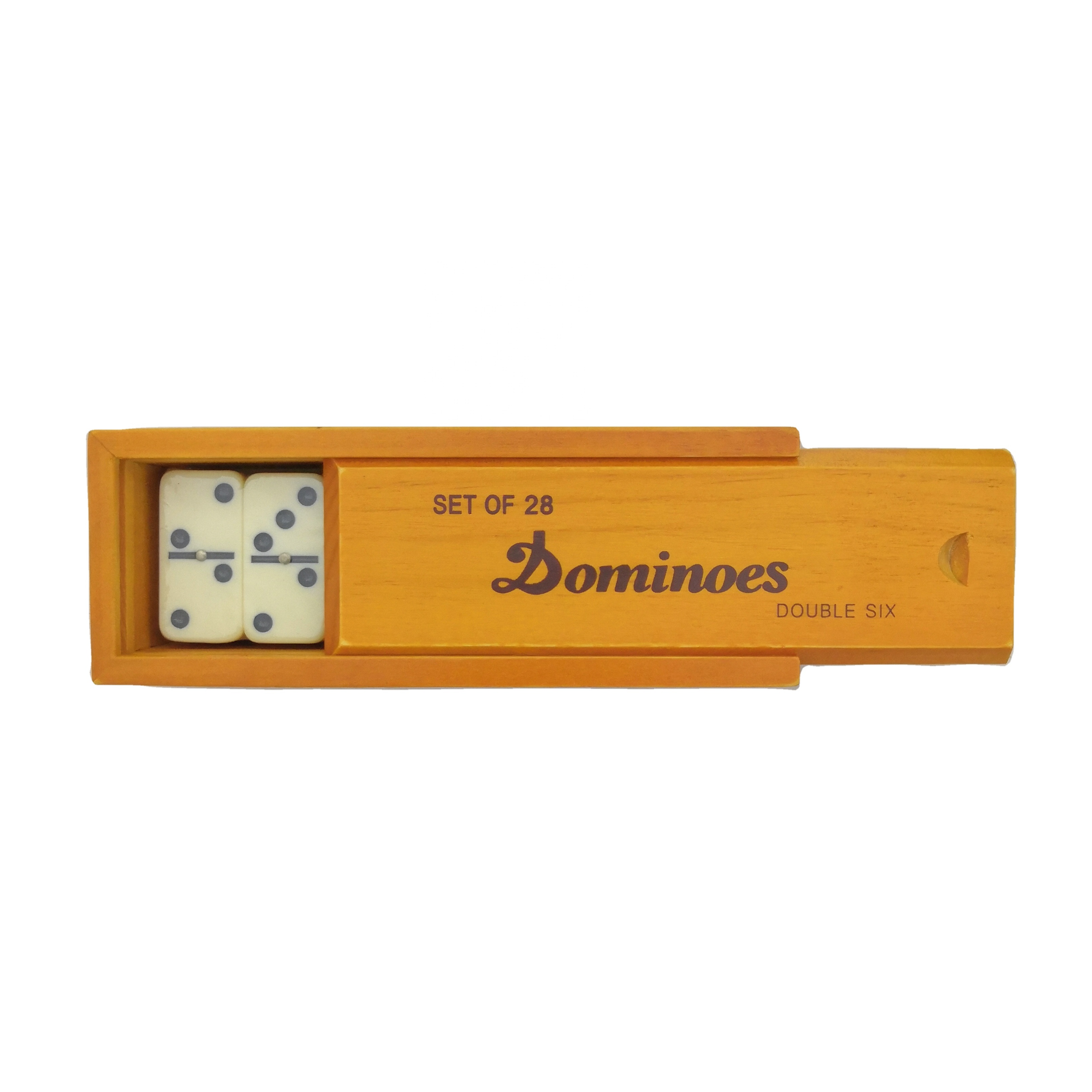 Double Six Dominoes with Wood Case by factory (Set of 28)
