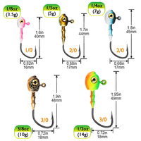 Nouveaux hameçons de pêche à tête plombée 3.5g/5g/7g/10g/14g avec yeux 3D, têtes de jig pour leurres nageurs, pour la pêche au poisson-chat et au bar en eau douce/eau salée
