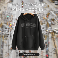 Vente en gros : Nouveauté 1898 – Sweat à capuche imprimé avec motif graphique « New York Brooklyn » pour hommes – Modèle lourd vierge pour le marché américain