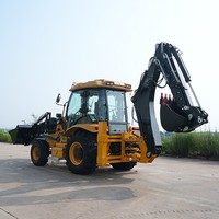 Excavadora Retroexcavadora 3CX 4WD, Excavadora de Ruedas Todoterreno, Motor Yuchai, Bomba Dingfeng, Sistema de Control Hidráulico, Global