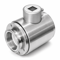 Débitmètre électromagnétique sanitaire IP65, connecteur aviation M12, sortie impulsion 4-20mA, capteur de débit magnétique en acier inoxydable pour fluides