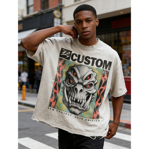T-shirt pour homme en coton 100% coupe ample, style streetwear, imprimé numérique vintage, effet usé, personnalisable OEM - Product Image 3