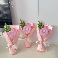 Cadeau de Noël, de remise de diplôme, d'anniversaire, de Saint-Valentin, bouquet de fleurs artificielles en laine fait main, léger, style moderne