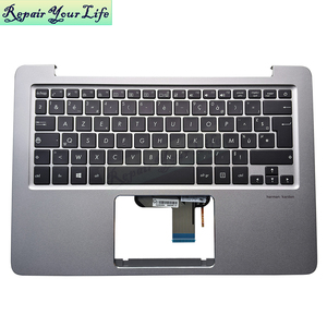 Clavier d'ordinateur portable rétro-éclairé noir <span class=keywords><strong>FR</strong></span> GK TI SW pour Asus Zenbook UX310UA UX410UFR 90NB0CJ1-R31FR0 clavier avec repose-poignets gris argenté - Product Image 4