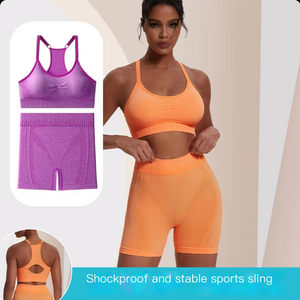 Set di Leggings corti da <span class=keywords><strong>palestra</strong></span> imbottiti ad alto impatto con reggiseno sportivo da Yoga con retro traforato Set di reggiseno sportivo Sexy da donna - Product Image 5