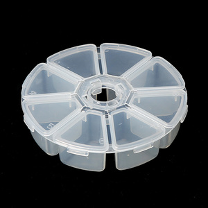 Boîte de rangement ronde transparente en plastique à 8 compartiments pour la décoration des ongles, les bijoux, le salon de manucure, l'affichage des outils - Product Image 2