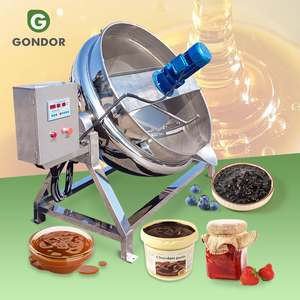 Olla de cocción industrial a gas de 250L con agitador, inclinable y con control de temperatura, para leche, salsa de curry y dulce de cacahuete - Product Image 1