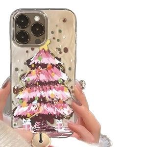 Coque de Noël rose pour iPhone 17 Pro 16 Pro Max, étui en tissu plume pour iPhone 15, coque rigide créative avec grands trous - Product Image 3