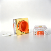 Pots cosmétiques de luxe en acrylique cristal taillé carré, avec couvercle à vis en plastique et cadre doré électroplaqué, contenants vides pour crème contour des yeux/lèvres