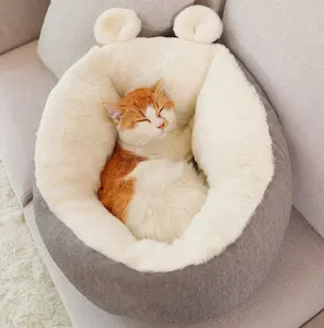 Warming Cat bed Soft Round Pet Bed Cat Cave For Small Animals with Ant -Slip Bottom