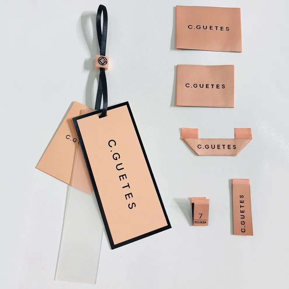 Custom Printed Logo Hang Tags Comfort Feeling Garment Label Tag Woven Silk Clothing Hang Labels