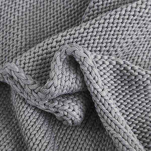 Manta de punto al por mayor, manta envolvente para adultos, sofá para el hogar, <span class=keywords><strong>cama</strong></span>, mantas ponderadas de viaje natural - Product Image 4