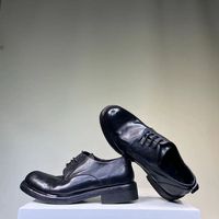 MOROSO Chaussures Derby à lacets pour homme, sur mesure, en cuir de cheval lavé, avec construction Goodyear Welted, teintes à la rouleau et au cuir en cuvée, pour le bureau