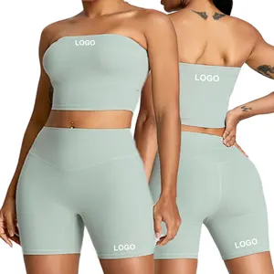 TM0180Y Nake Feeling Yoga Wear Yoga Suit Women Outdoor Tight Sports Suit Running Fitness Set Tub Crop Top High Waist Shorts