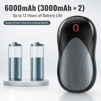 Chauffe-mains électrique 2-en-1 de poche 6000 mAh, 12 heures d'autonomie, 3 niveaux de chaleur, idéal pour l'hiver en extérieur