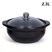 Casserole en céramique à induction avec couvercle en verre, poignée en acier inoxydable, diamètre 25 cm, capacité 2,3 L, revêtement antiadhésif, compatible gaz et induction, ensemble de cuisine