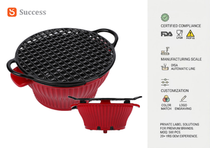 Griglia <span class=keywords><strong>a</strong></span> <span class=keywords><strong>Carbone</strong></span> in Ghisa Smaltata Premium, Stufa BBQ Minimalista Stile Casseruola Rossa, Utensili da Cucina di Lusso per Esterni, Artigianato Durevole - Product Image 2